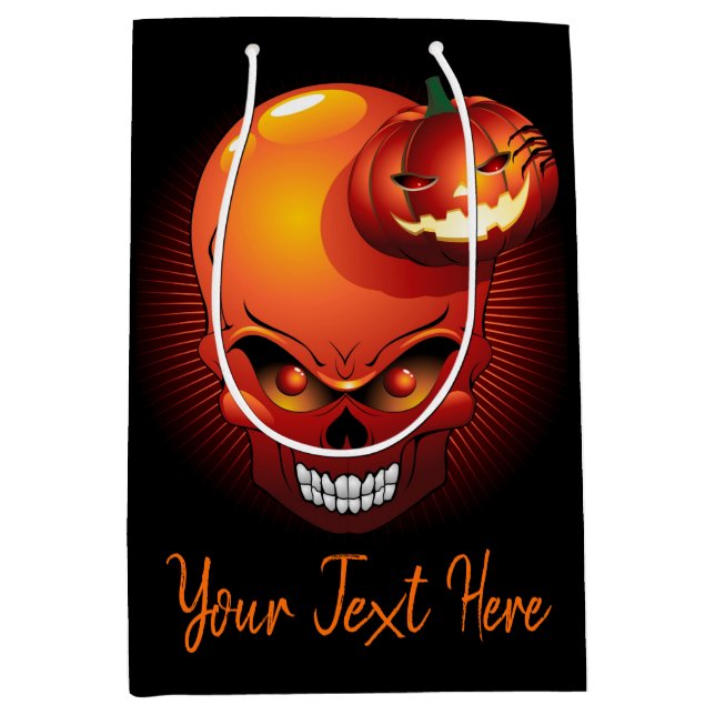 Halloween Skull and Pumpkin   Medium Gift Bag (Front)