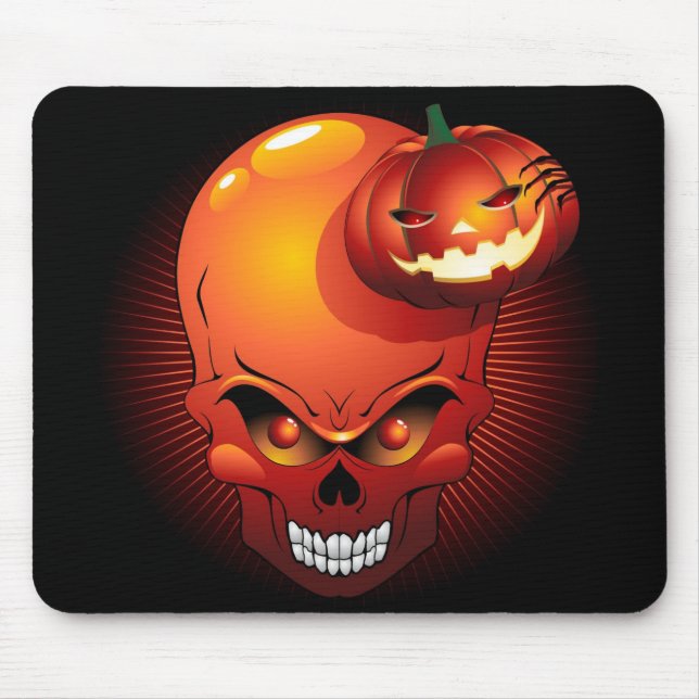 Halloween Skull and Pumpkin   Mouse Pad (Front)
