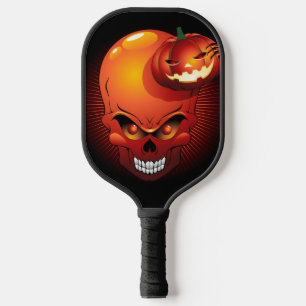 Halloween Skull and Pumpkin Pickleball Paddle