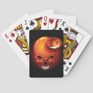 Halloween Skull and Pumpkin   Playing Cards