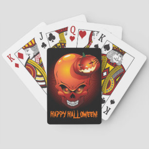 Halloween Skull and Pumpkin Playing Cards