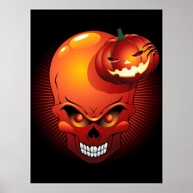 Halloween Skull and Pumpkin   Poster (Front)