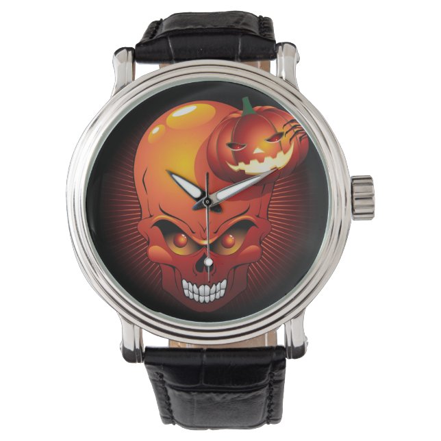 Halloween Skull and Pumpkin   Watch (Front)