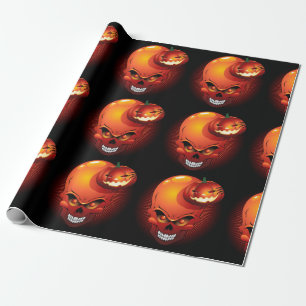 Halloween Skull and Pumpkin Wrapping Paper