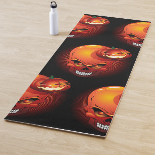 Halloween Skull and Pumpkin Yoga Mat