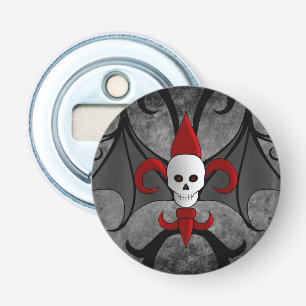 Halloween skull and red Fleur De Lis Bottle Opener