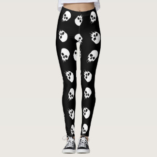 halloween skull black white skeleton leggings