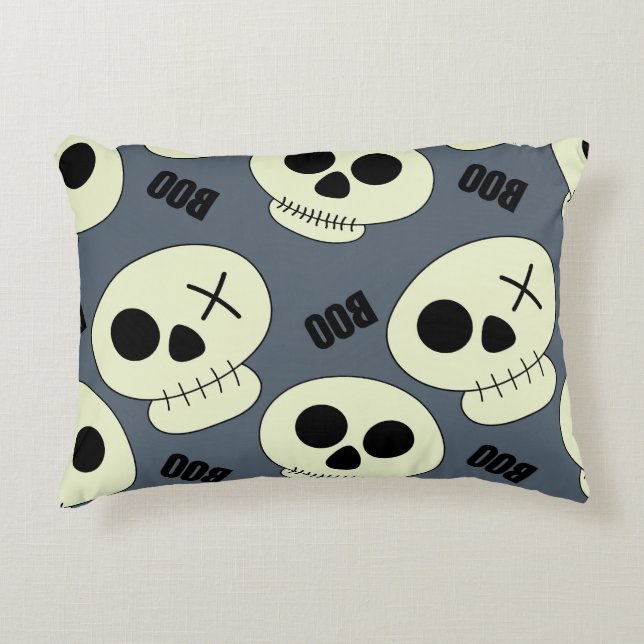 Halloween Skull, Boo Childish Design. Accent Pillow (Front)