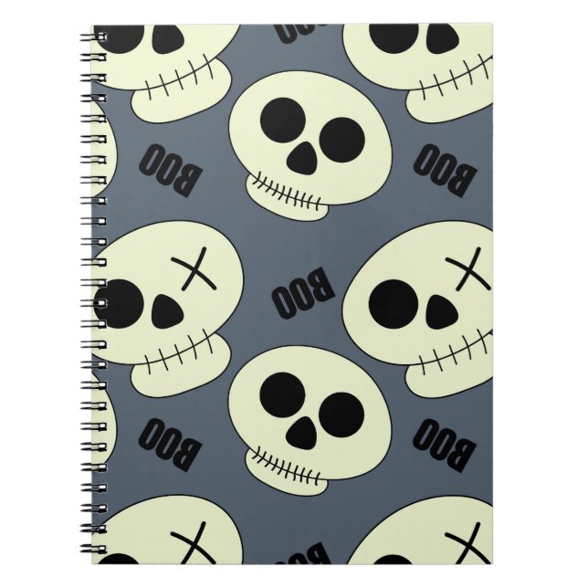Halloween Skull, Boo Childish Design. Notebook (Front)