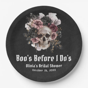 Halloween Skull Boo's Before I Do's Bridal Shower Paper Plate