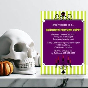 Halloween Skull Candelabra Costume Party Invitation