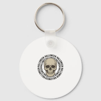 Halloween Skull Circle Vintage Engraving Design_1 Keychain