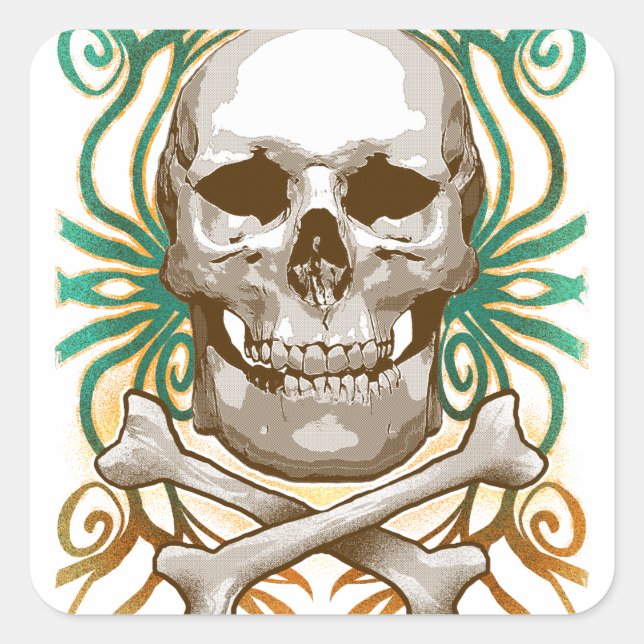 Halloween Skull Classic Round Sticker (Devant)