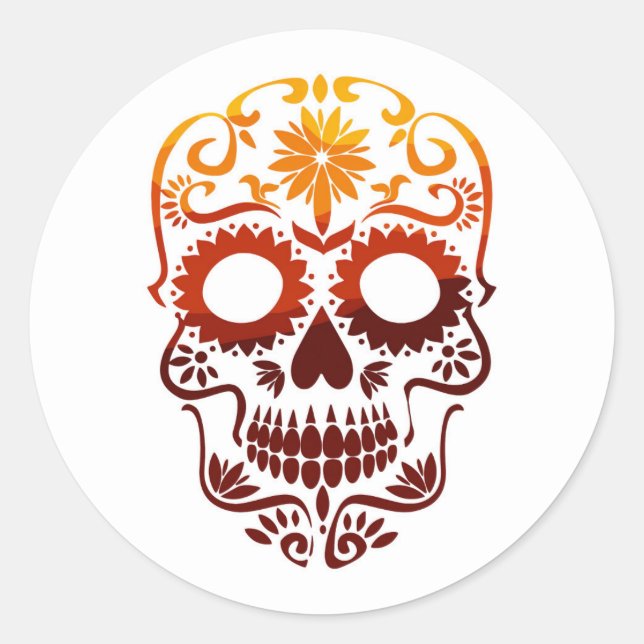 Halloween Skull Classic Round Sticker (Devant)