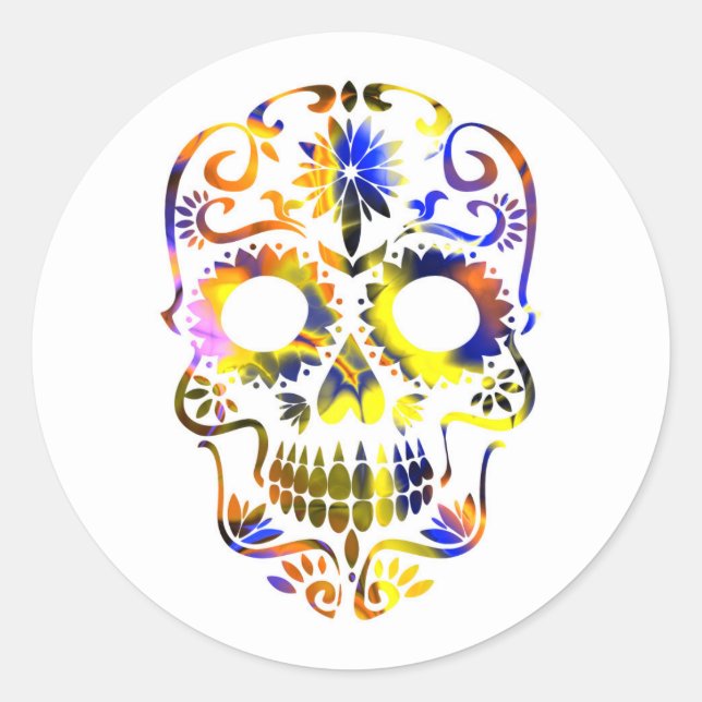 Halloween Skull Classic Round Sticker (Front)