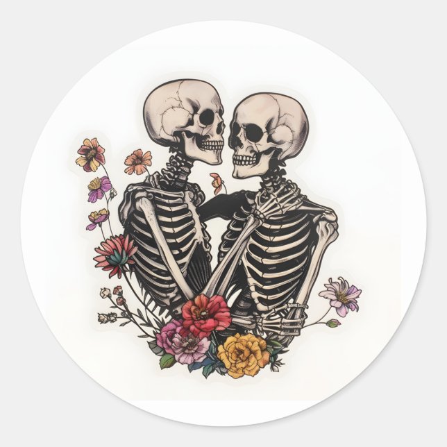 Halloween Skull Classic Round Sticker (Front)