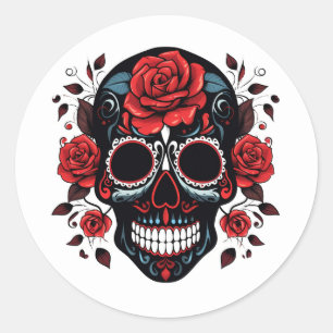 Halloween Skull Classic Round Sticker