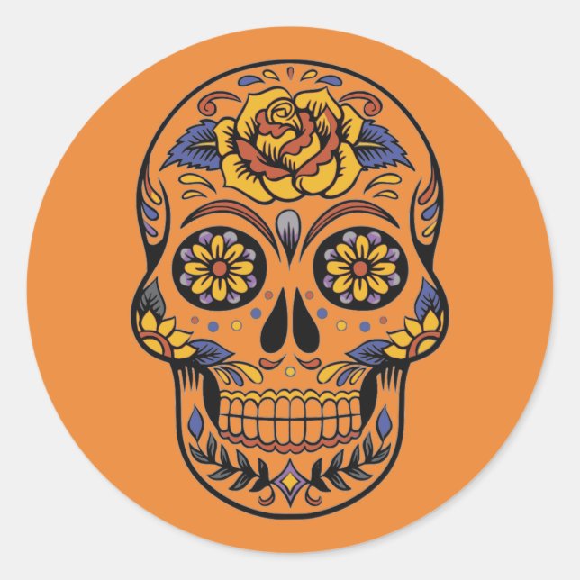 Halloween Skull Classic Round Sticker (Front)