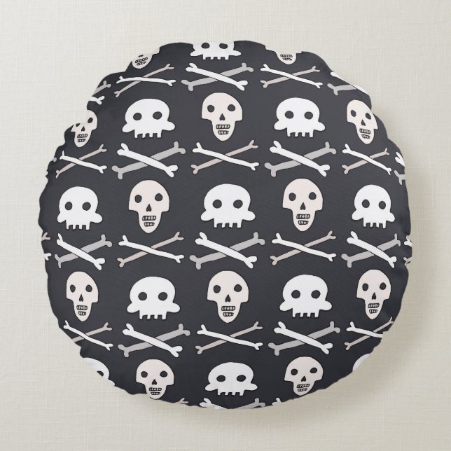 Halloween Skull Colourful Pattern Round Pillow (Front)