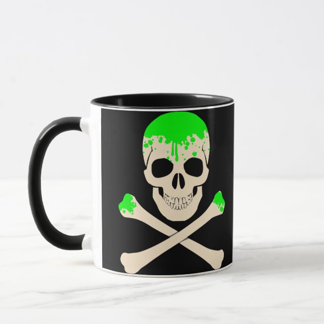 halloween skull crossbones slime skeleton mug (Left)