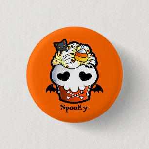 Halloween Skull Cupcake 1 Inch Round Button