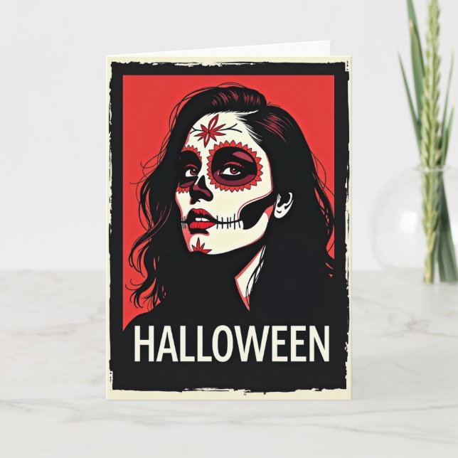 Halloween Skull Face Card (Front)