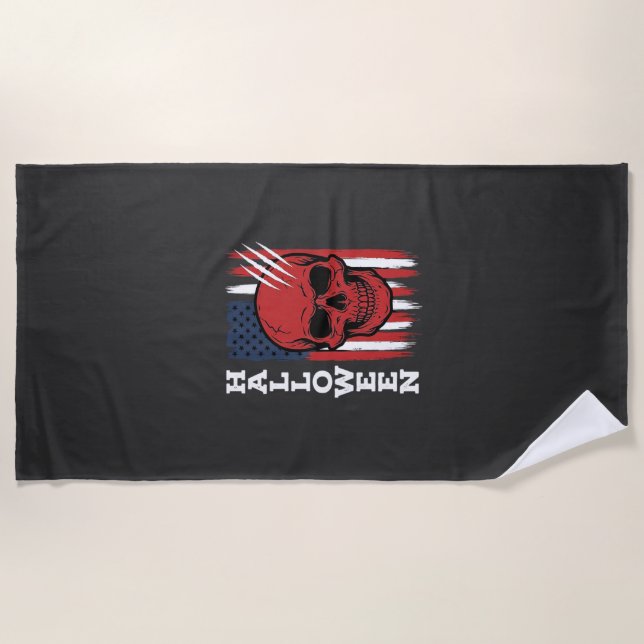 Halloween Skull Flag Vector Design_1 Beach Towel (Front)