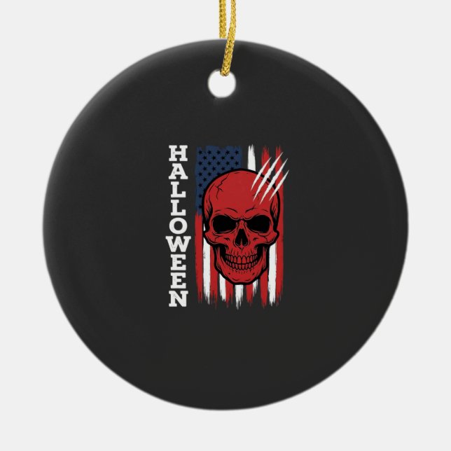 Halloween Skull Flag Vector Design_1 Ceramic Ornament (Front)