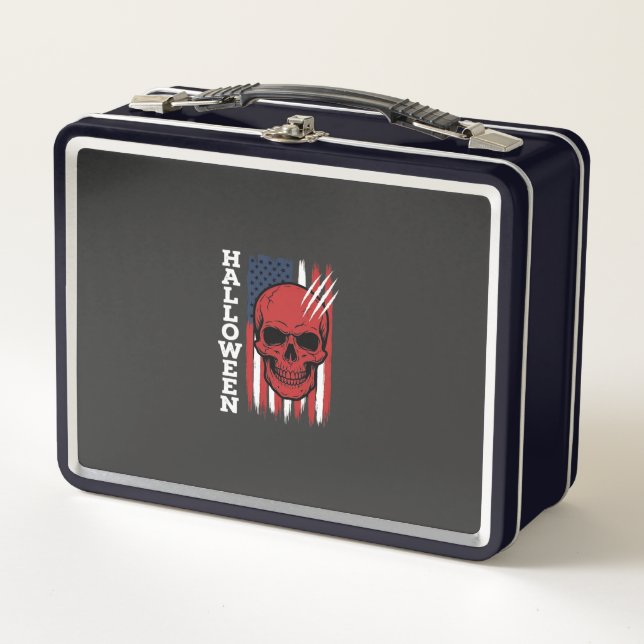 Halloween Skull Flag Vector Design_1 Metal Lunch Box (Front)