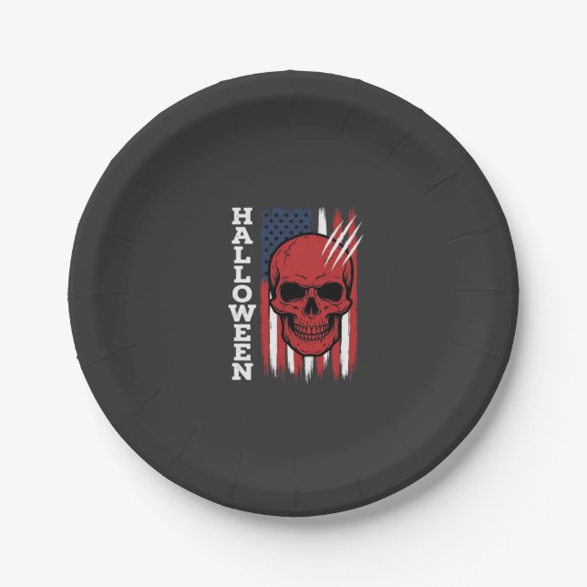 Halloween Skull Flag Vector Design_1 Paper Plate (Front)