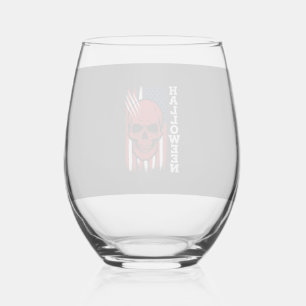 Halloween Skull Flag Vector Design_1 Stemless Wine Glass