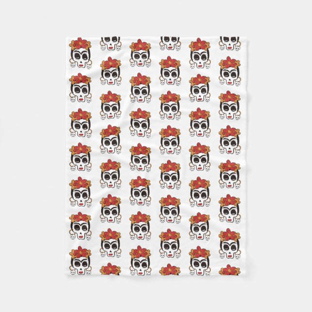 Halloween Skull Fleece Blanket (Front)