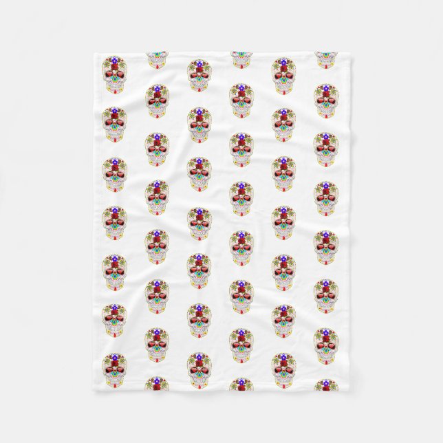 Halloween Skull Fleece Blanket (Front)