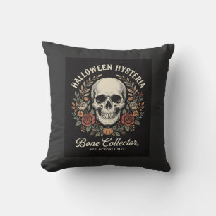 Halloween Skull Floral Bone Collector Design_1 Throw Pillow