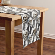 Halloween Skull Geometric Table Runner