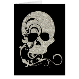 Halloween Skull Glitter Texture Greeting Card