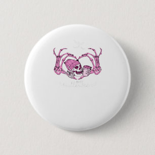 Halloween Skull Heart Hands Skeleton Beanie 2 Inch Round Button