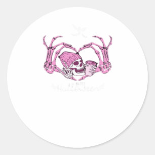 Halloween Skull Heart Hands Skeleton Beanie Classic Round Sticker