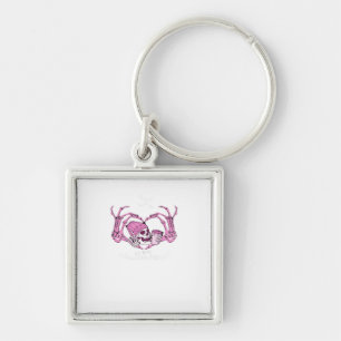 Halloween Skull Heart Hands Skeleton Beanie Design Keychain