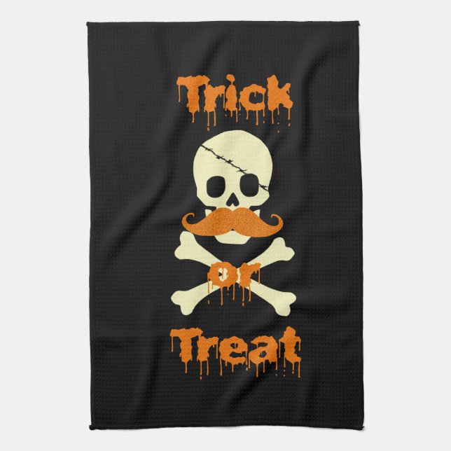 halloween skull kitchen towel (Vertical)