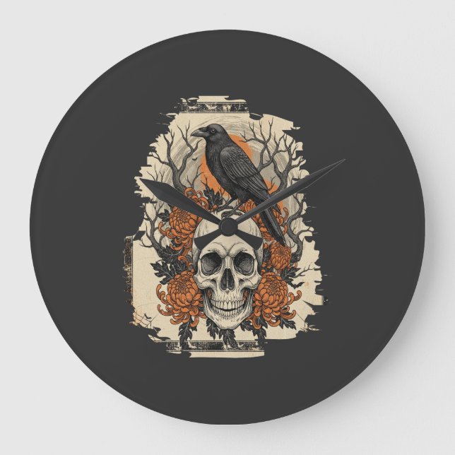 Halloween Skull Large Clock (Front)