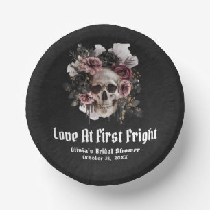 Halloween Skull Love At First Fright Bridal Shower Paper Plate
