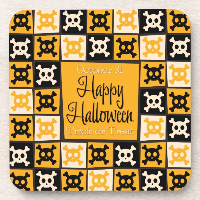 Halloween skull mosaic coaster (Front)