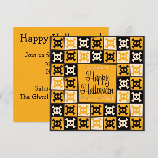 Halloween skull mosaic invitation (Front/Back)