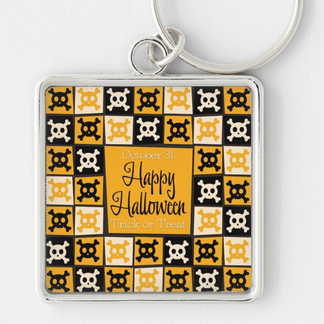 Halloween skull mosaic keychain (Front)