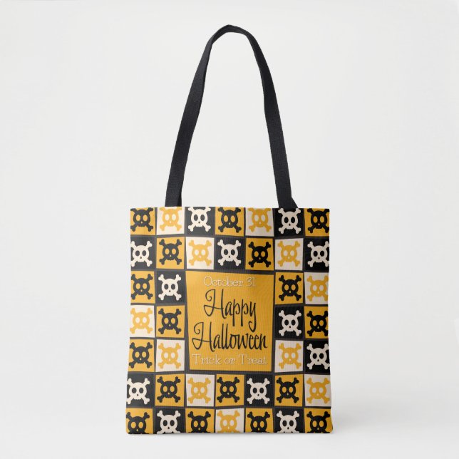 Halloween skull mosaic tote bag (Front)