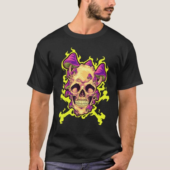 Halloween Skull Mushrooms Gothic Esoteric Occult B T-Shirt (Front)