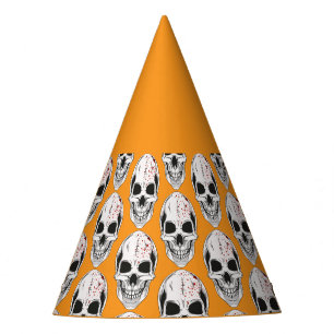 Halloween Skull Orange Party Hat