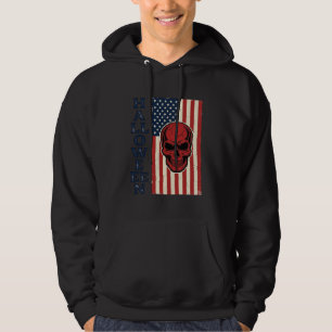 Halloween Skull Patriotic Vintage Scary Flag_1 Hoodie