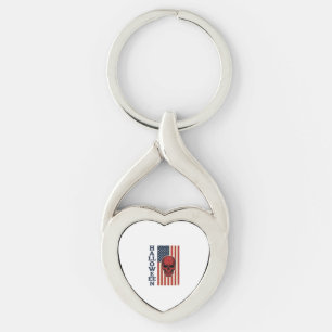 Halloween Skull Patriotic Vintage Scary Flag_1 Keychain